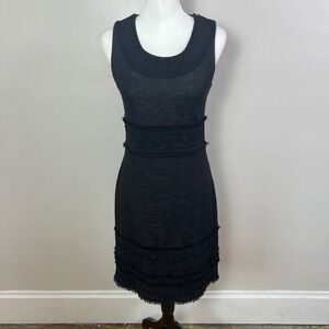 Banana Republic Black Fringe Dress Sleeveless Party Cocktail Career 4